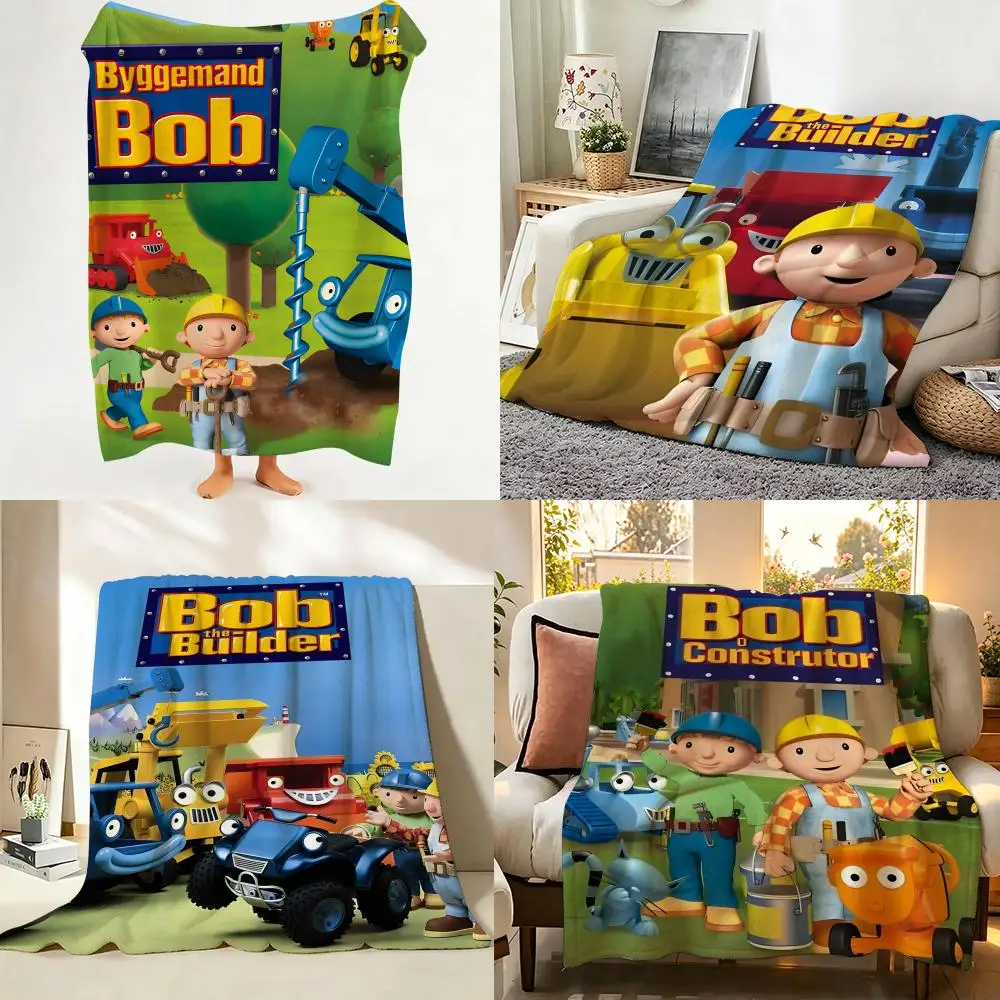 cartoon B-Bob T-The B-Builder Throw Flannel Throw Blanket Suitable for Sofa、Living Room、Bedroom