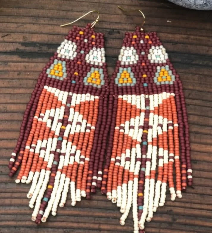 ZGMXR Rice bead earrings Geometry Gradation color Tassel Hand-woven Alloy Woman Fashion Simple Bohemia Beaded earrings view 3