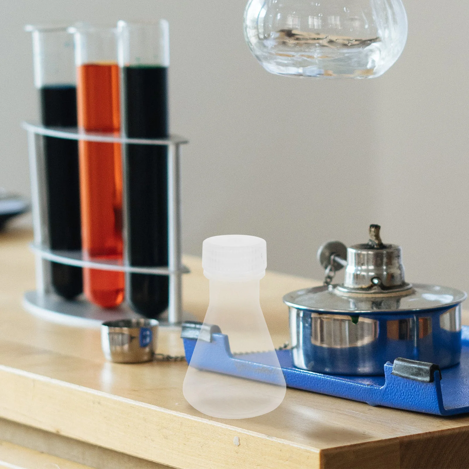 

5Pcs Plastic Conical Flasks Chemistry Lab Flat Bottom Wide Mouth Lid Stopper Experiment Set Plastic Flasks Conical Flask