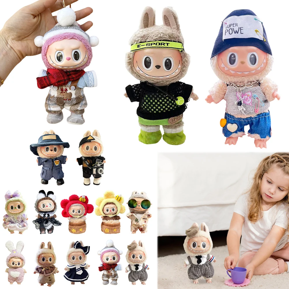 

For 17cm Labubu Doll Clothes Fashion Doll Clothes Outfit (No Doll ) Doll Dress Up Dolls Clothing Cool Casual Outfit Party Toys
