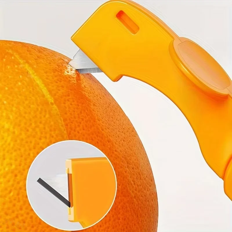 1/2pc Orange/lemon/grapefruit Plastic Plastic Peeler, Creative Cutter With Folding Handle, Kitchen Fruit And Vegetable Gadget