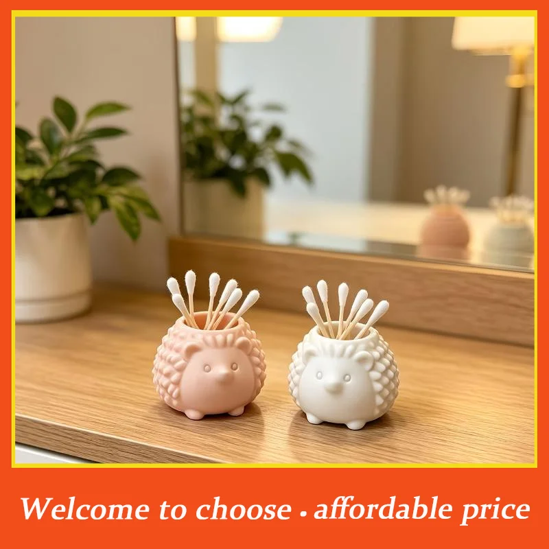 {}Hedgehog Shaped Swab Cosmetic Organizer Floss Toothpick Pick Holder Multi-Purpose Storage Box Perfect For Kitchen Dining Table