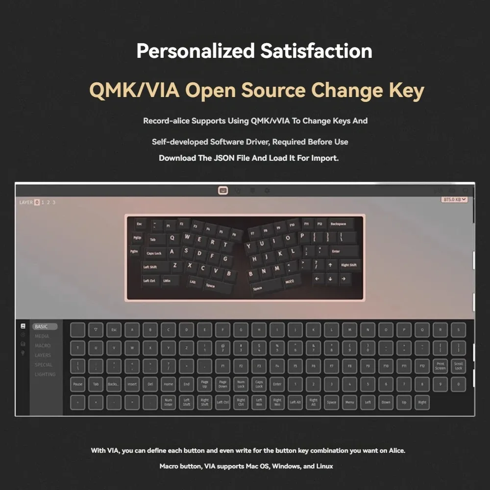 WEIKAV RECORD Alice Mechanical Keyboard Kit Wireless Tri-mode RGB GASKET Hot Swap Custom CNC Aluminum Office Gaming Keyboard QMK