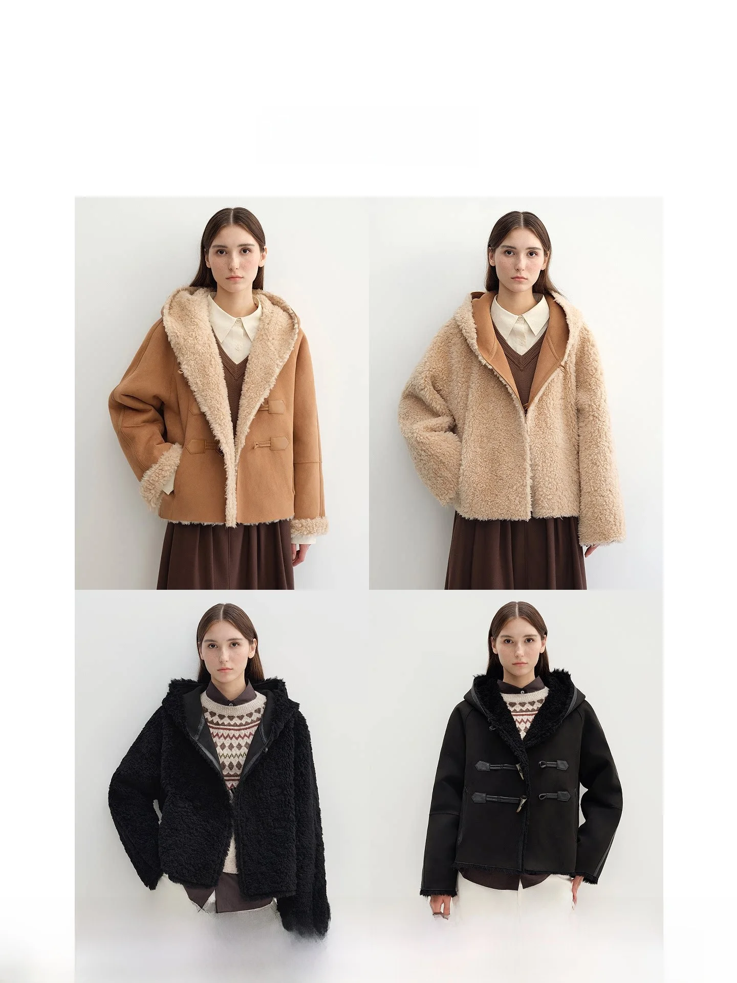 

LeTrans Double-Sided Wearable Fur Coat Vintage Button Straight-Body Design Woolen Hat Inteated Warm Casual Sle Women's Ja...