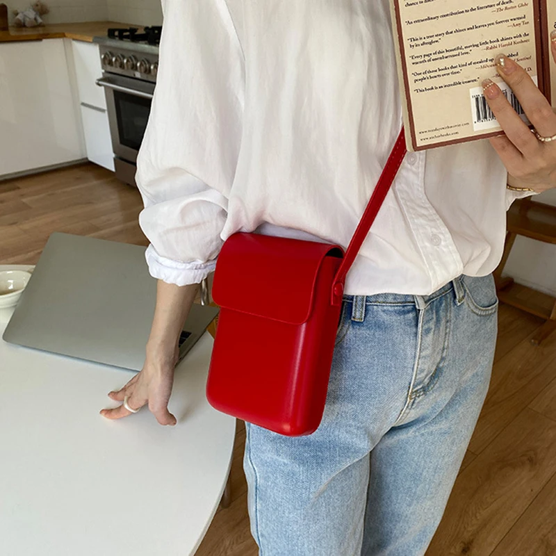 Fashion New Mini borsa a tracolla da donna borsa a mano portatile per cosmetici borsa a tracolla rossa a tracolla femminile per regalo