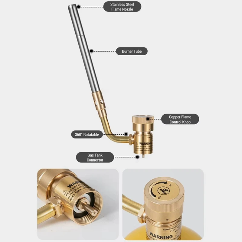 A60Z Top Propane Torch Head, High-Intensity Trigger Start Gas Torch For Soldering, Brazing, Welding - Efficient And Versatile