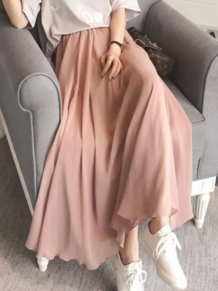 

Тонкая большая распашная юбка с высокой талией, женская цветная юбка-миди трапециевидной формы, летняя коллекция из полиэфирной ткани Street Sle