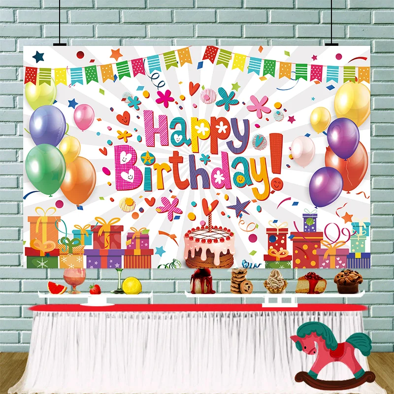 Happy Birthday Party Backdrop Banner, for Celebrations Birthday Party Decorations Happy Birthday Banners