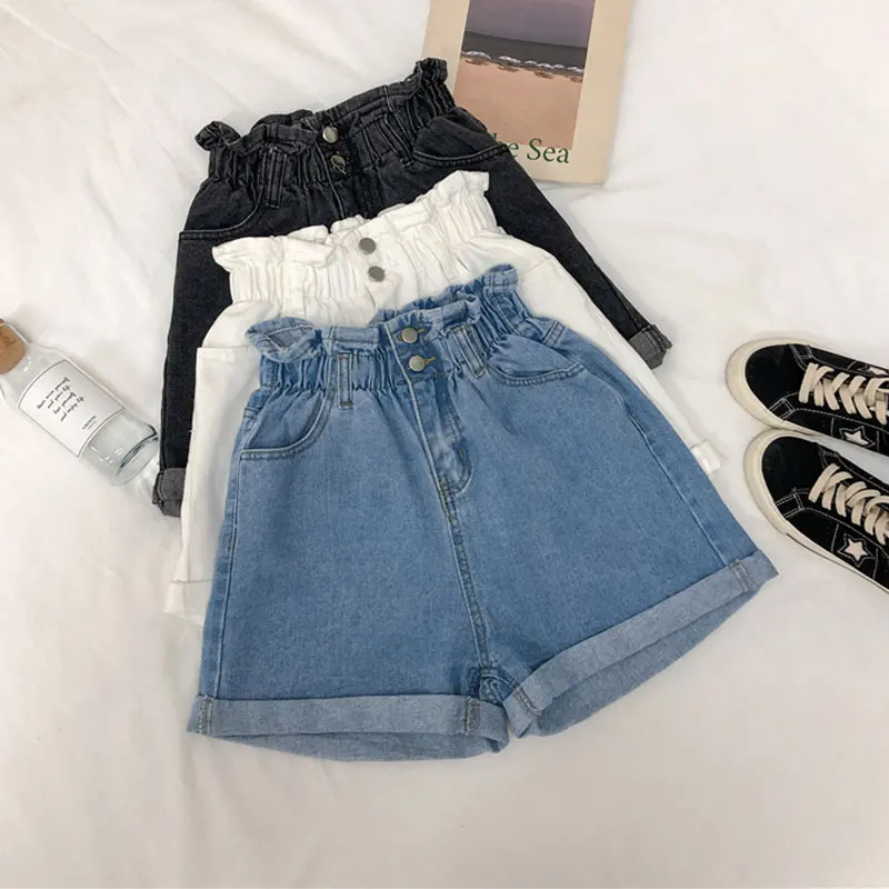 

Summer Korean Loose Women's Jeans orts High Waist Wide Leg Hot Pants Cuffed Casual Versatile plus Size Slimming orts