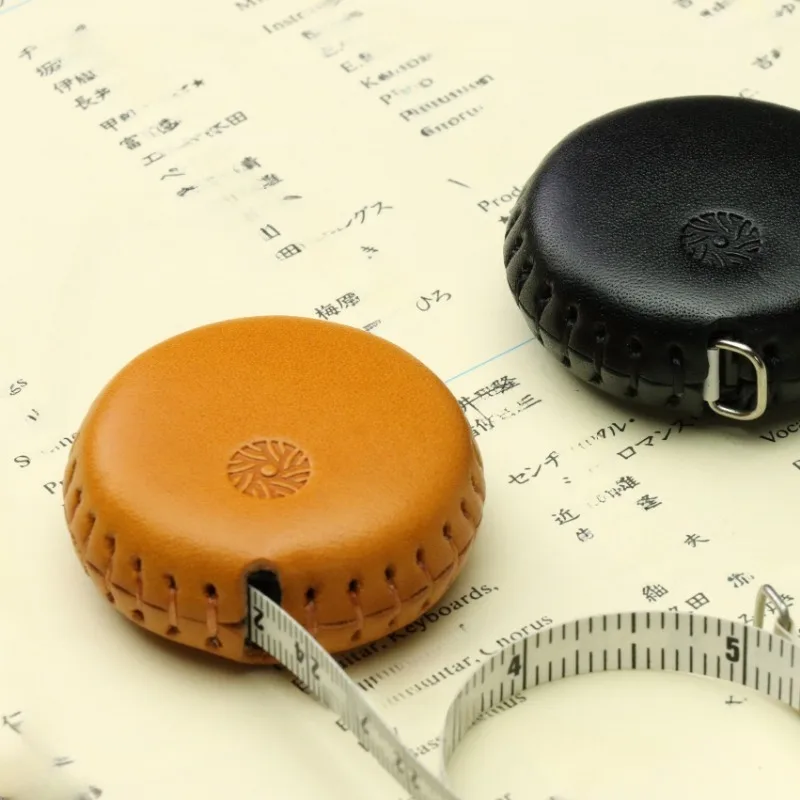 Sewing Tool Tape Measure Portable Retractable Real-leather Wrapped Flexible Ruler DIY Plant-tanned Leather Waist Measurement