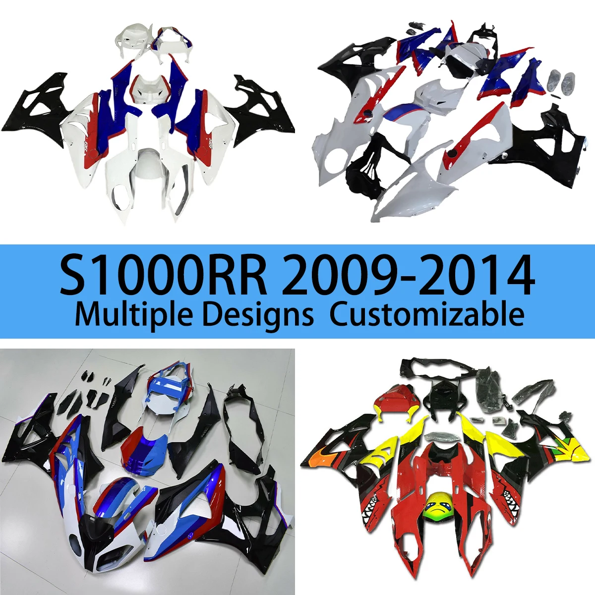 Free Custom Fairings S 1000RR 2009 2010 2011 2012 2013 2014 Aftermarket Prime Fairing Kit Bodywork Panel for BMW S1000RR