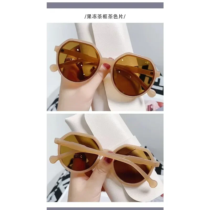 New Tawny Sunglasses Ins Style Female Korean Web Red Retro Small Frame White Sunglasses Small Face Light and Convenient