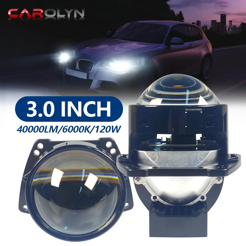 

carolyn2PCS 3 Inch Bi LED Projector Headlights Lenses for Hella LED Lights Projector 120W 40000LM Diode Headlamp Car Accessories