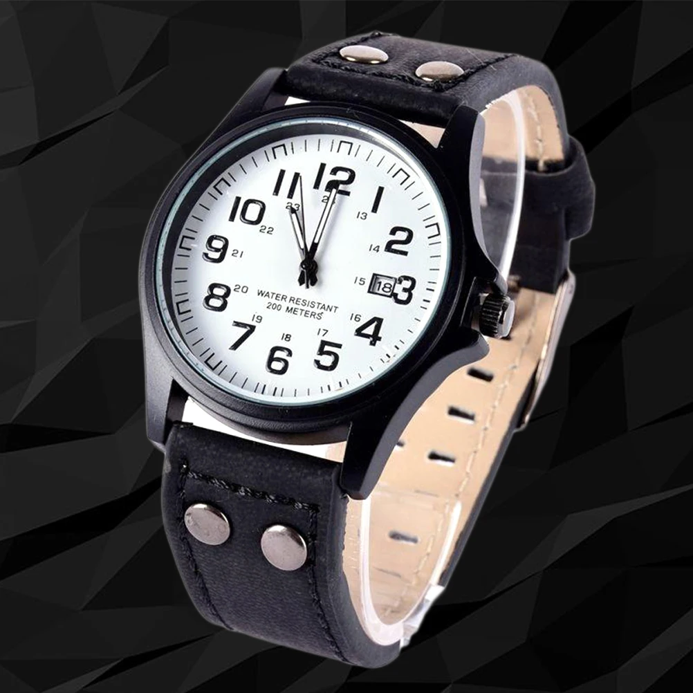 

Mens Quartz Faux Band Big Dial Easy Read Adjustable Strap Comfortable Outdoor Leisure Wristwatch Gift For Men Stone