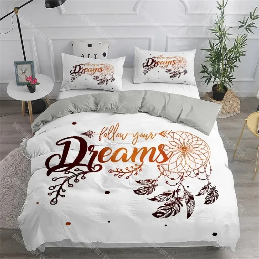 

White Coloured Dreamcatcher Bedding Set For Girls Adults Ethnic Mandala Duvet Cover Bohemian Style Quilt Cover Dream Catcher