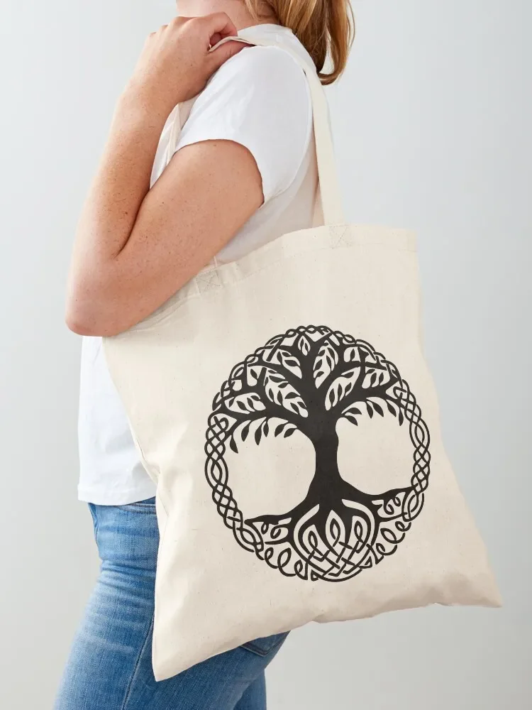 

Yggdrasil (Black) - Tree Of Life Tote Bag shopping bags foldable Canvas Canvas stote bag Shopper
