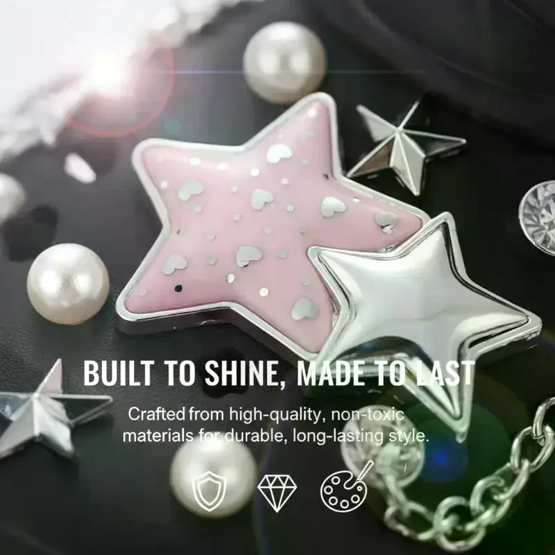 Star & Pearl Shoe Charms with Metal Chain – DIY Detachable Decor Kit for Clogs, Sandals & Garden Shoes