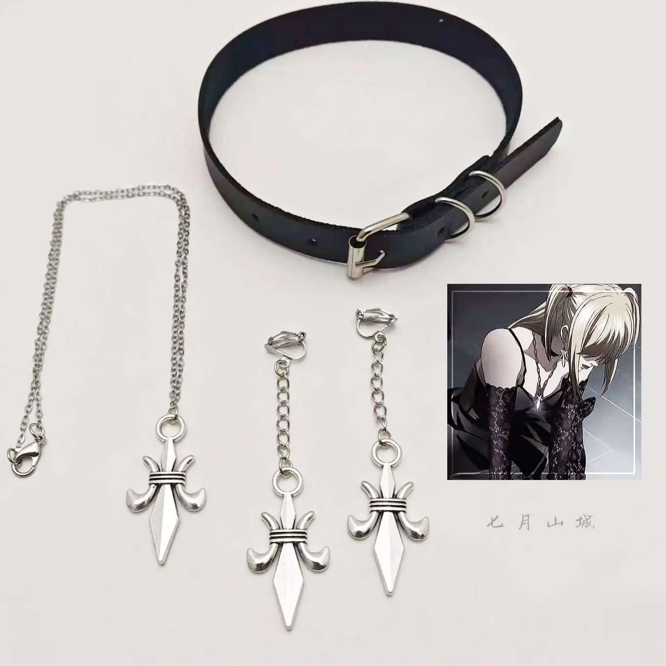 Comic Anime Misa Amane cosplay necklace black choker MISAMISA cos earrings ear clips