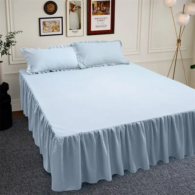 Candy Color Bed Skirts Sweet Korean Soft Antis-lip Mattress Protector Plain  Sheets Single Double ding Household room