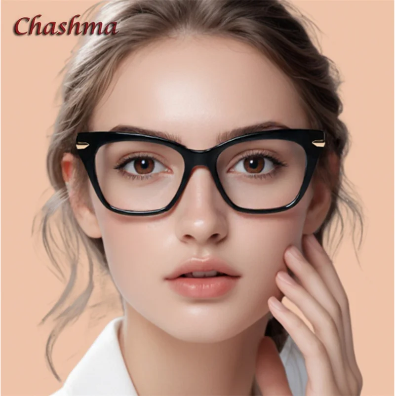 

Chashma Glasses Cat Eye Women TR90 Prescription Glasses Frame Optical Eyewear Spring Hinge Trendy Fashion Spectacle for Lady