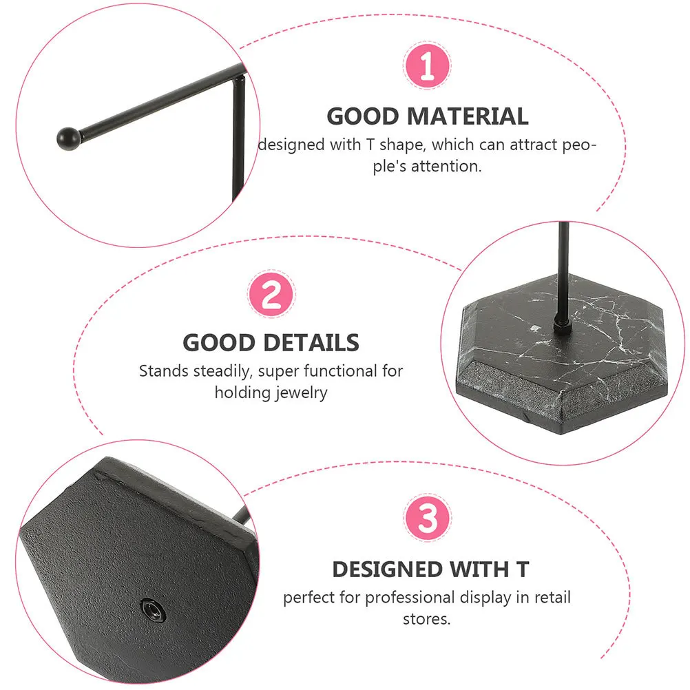 2Pcs Metal T Bar Necklace Display Stand Jewelry Organizer Minimalist Design Space Saving Holder for Earrings Bracelets