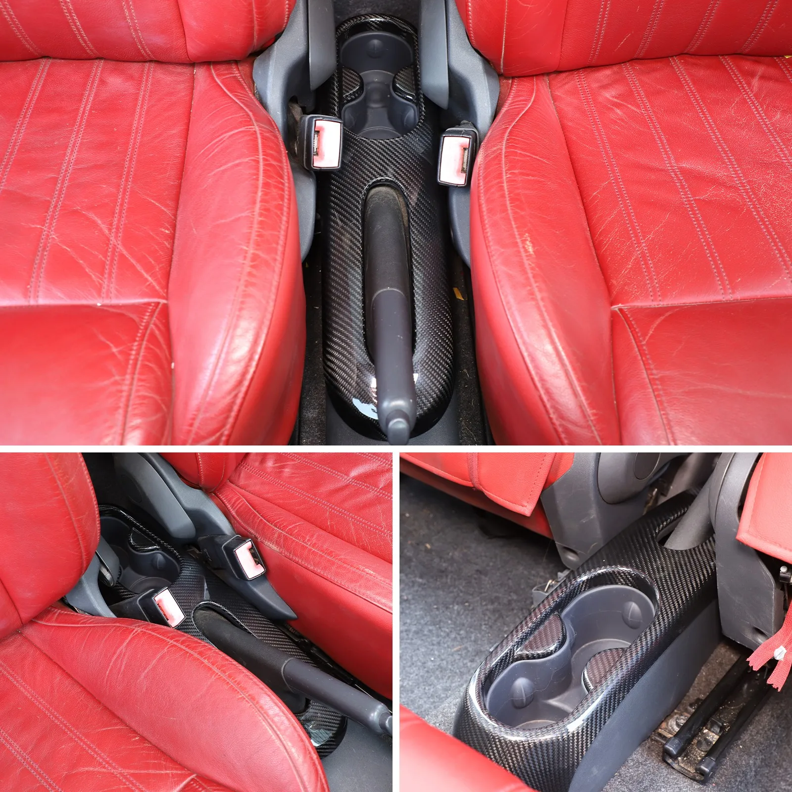 

1PCS Dry Carbon Fiber Cup Holder Gear Shift Panel Trim Handbrake Frame Cover For Fiat 500 2007-2015 Decorative Cover Accessories