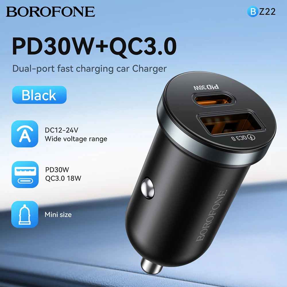 

BZ22 30W 5A QC 4.0 PD 3.0 USB Car Charger Quick Charge4.0 USB Type C Car Fast Charging For iPhone 12 13 Huawei Samsung Xiaomi