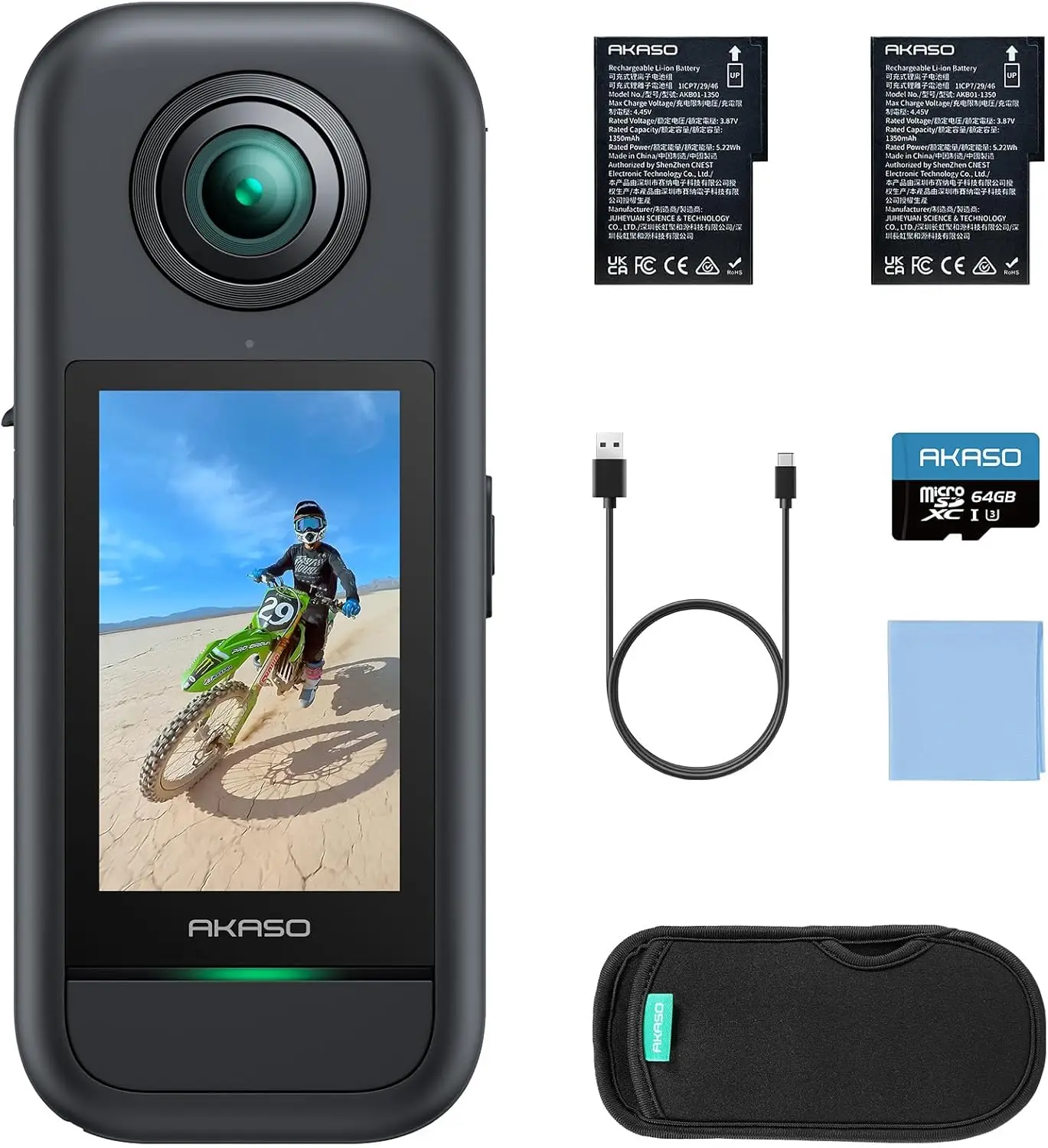 

Экшн-камера 360 с видео 5.7K, фото 72 МП, стабилизацией, отслеживанием на базе ИИ и картой памяти 64 ГБ