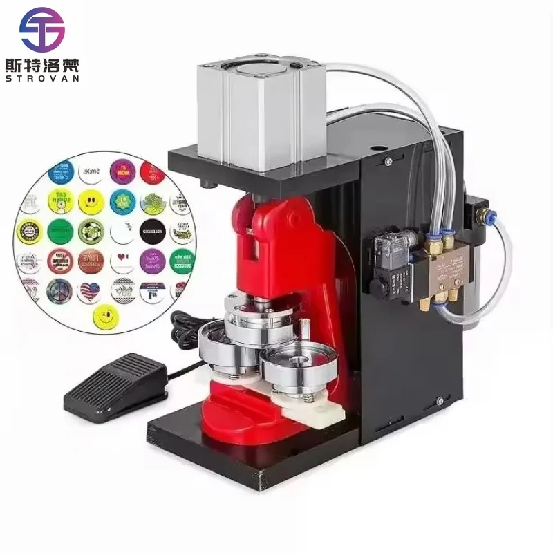 

25 32 37 44 50 56 58 75MM Automatic Pin Badge Maker Button Making Machine Pneumatic Badge Making Machine
