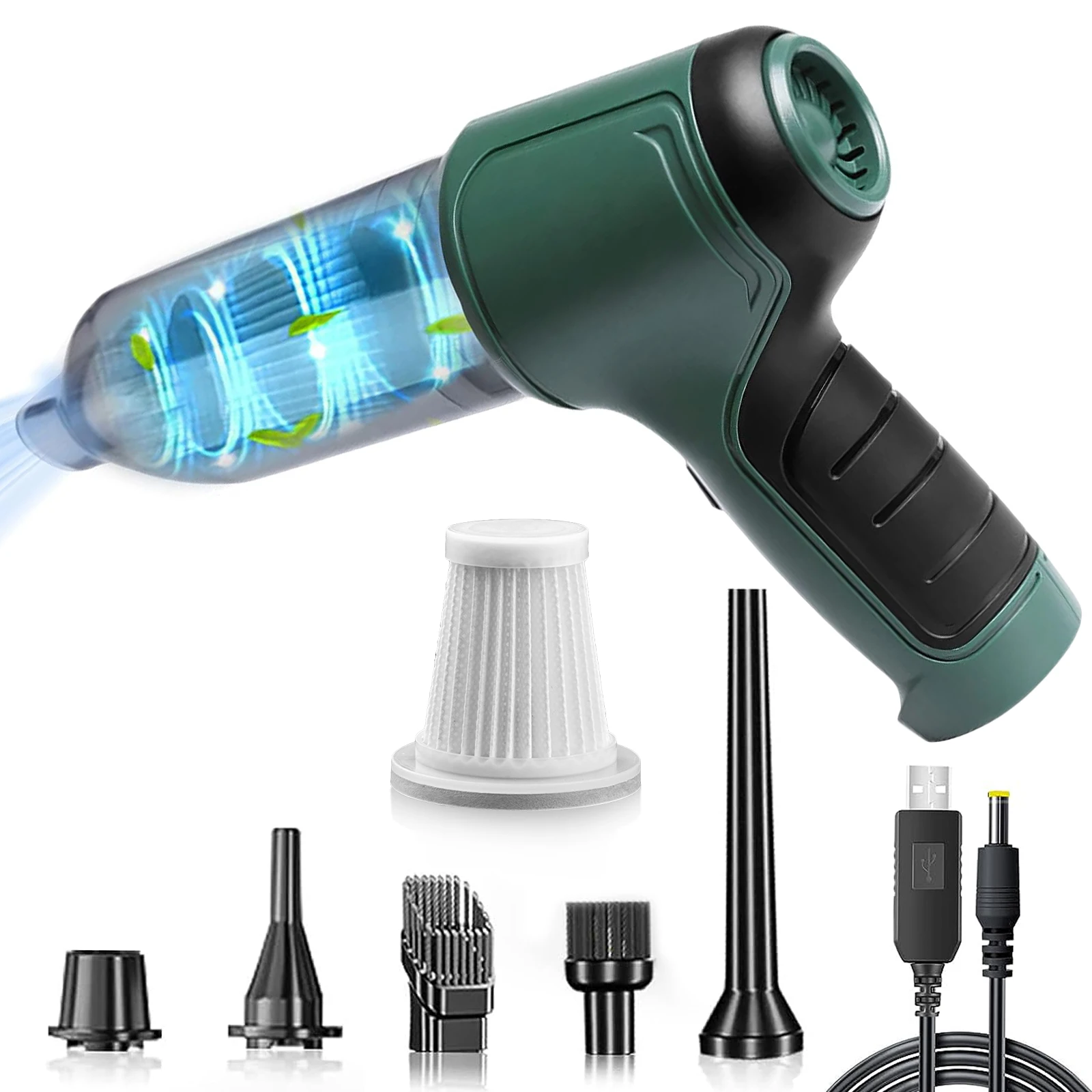 

120W Cordless Car Vacuum Cleaner, 12000Pa Handheld, 35500rpm High-Speed, Low Noise, Washable Cartridge for Home & Car