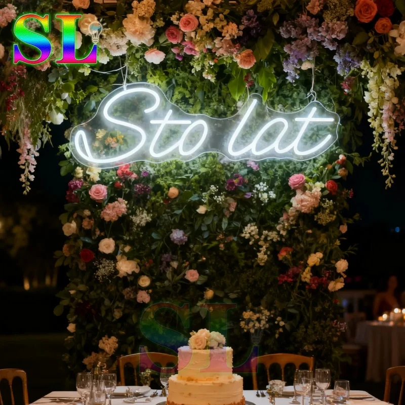 مخصص Sto lat ضوء النيون LED النيون تسجيل 65x20 سنتيمتر Sto lat تسجيل لحفلة عيد ميلاد سعيد غرفة ديكور المنزل