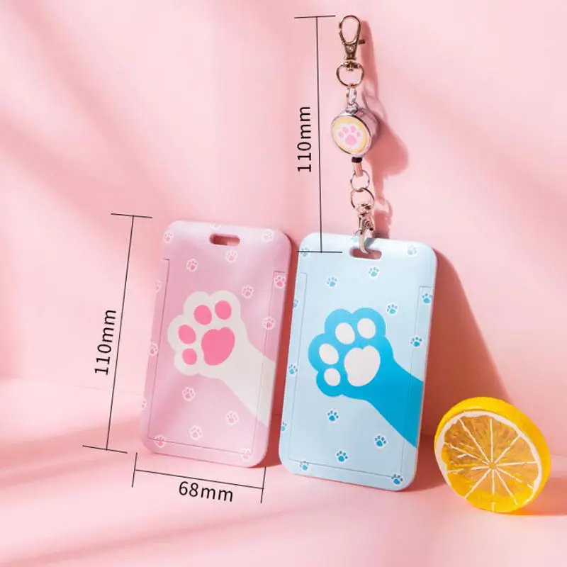 JESJELIU Cute Cartoon Claw Pattern Credit Card ID Holder Badge Doctor Nurse Student Card Set Work Card Cover Card Set Keychain