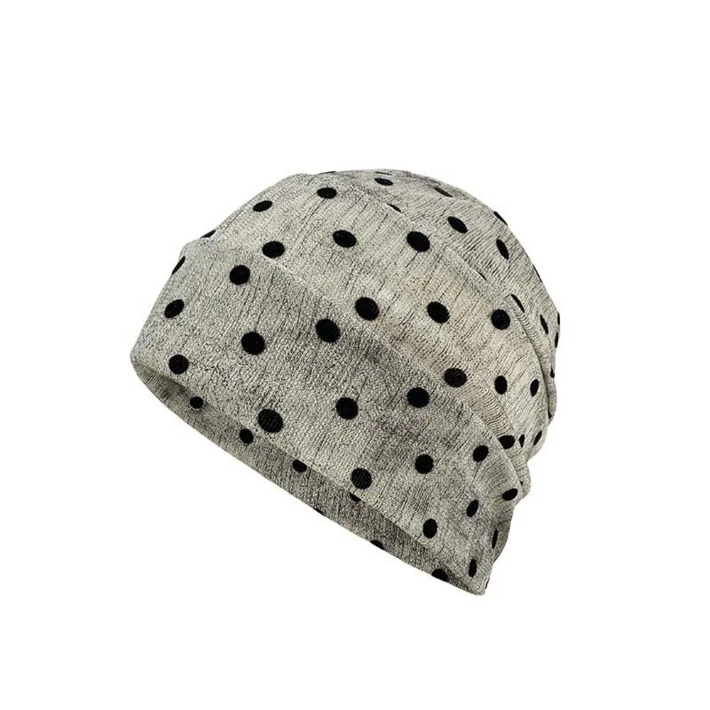 Elegant Turban Cap Retro Polka Dot Beanie Elastic Soft Slouchy Skull Cap Y2K Comfortable Windproof Head Wrap Fashion Bloggers