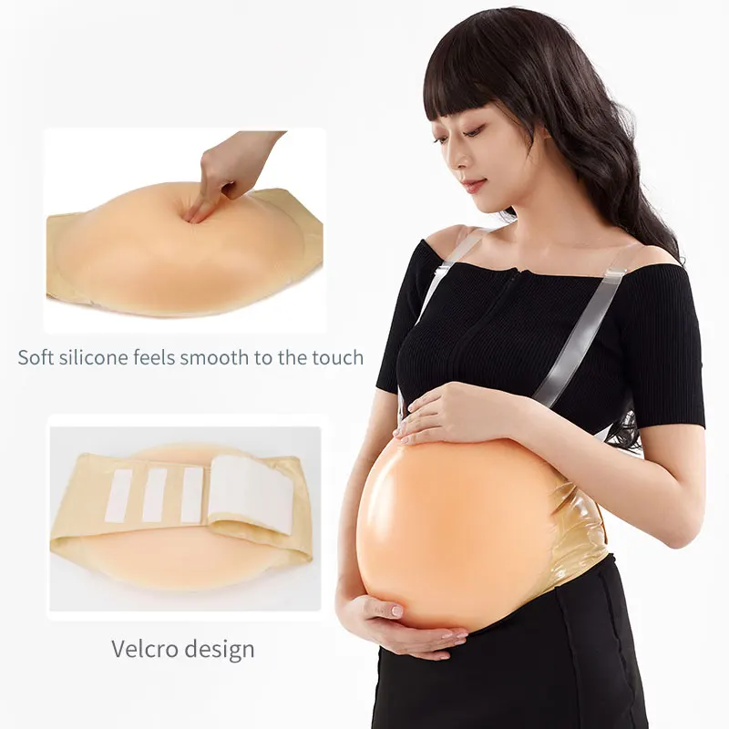 LERVANLA Fake Pregnant Belly 1000-1500g/pc Skin Adhesive Backside Silicone Stomach for Unisex Show Props Oversized Twins