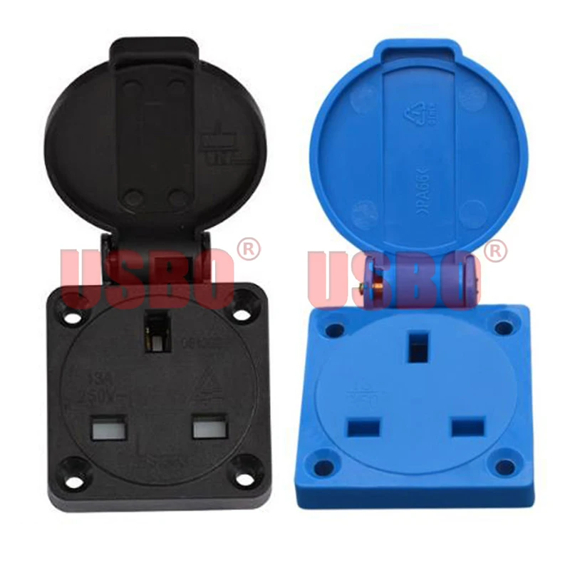 1 STKS Zwart Blauw 2 P + E Multifunctionele China VS UK Australië Nieuw-Zeeland EU Duitsland Frankrijk Zwitsers Brazilië Industriële Waterdichte Socket