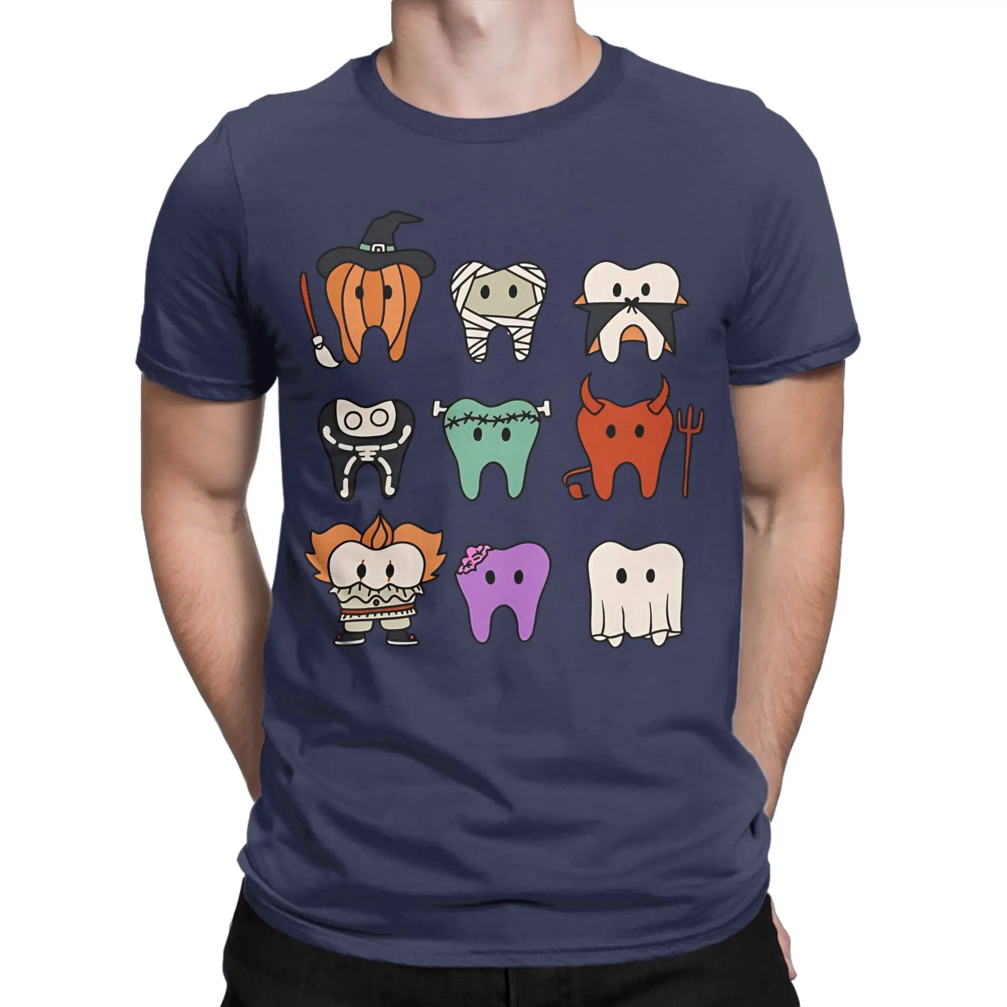 Men's Cute Teeth Dressed Up For Halloween(1) T Shirt  Pure Cotton Clothes Vintage Short Sleeve O Neck Tees Summer T-Shirts