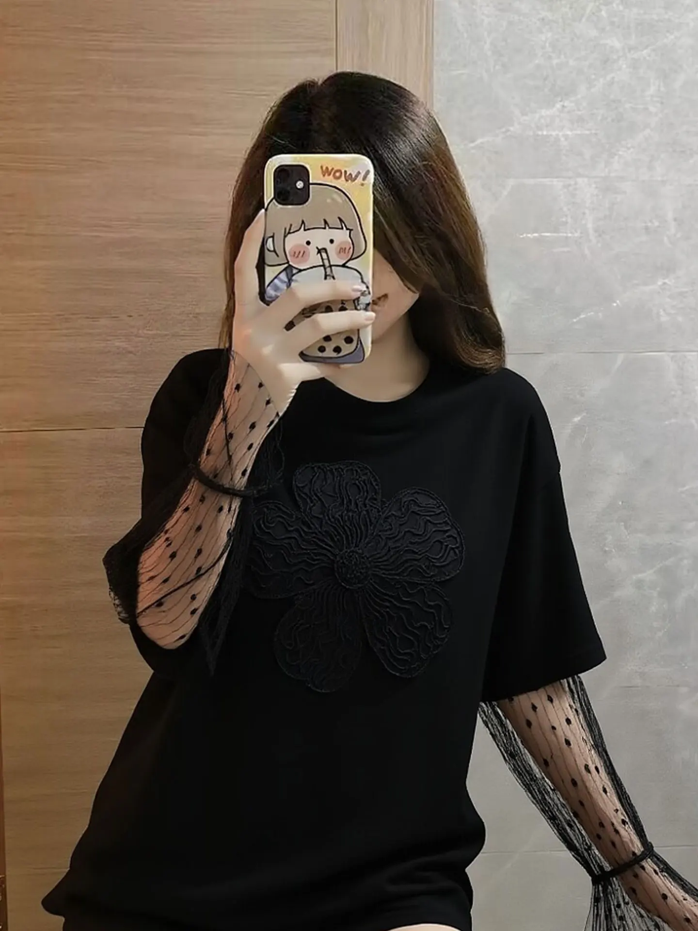 

Ele round Ne Long Sve T-irt Me Paneling Loose Lazy Sle Slimming Base irt Spring Commute Faion Women's Top