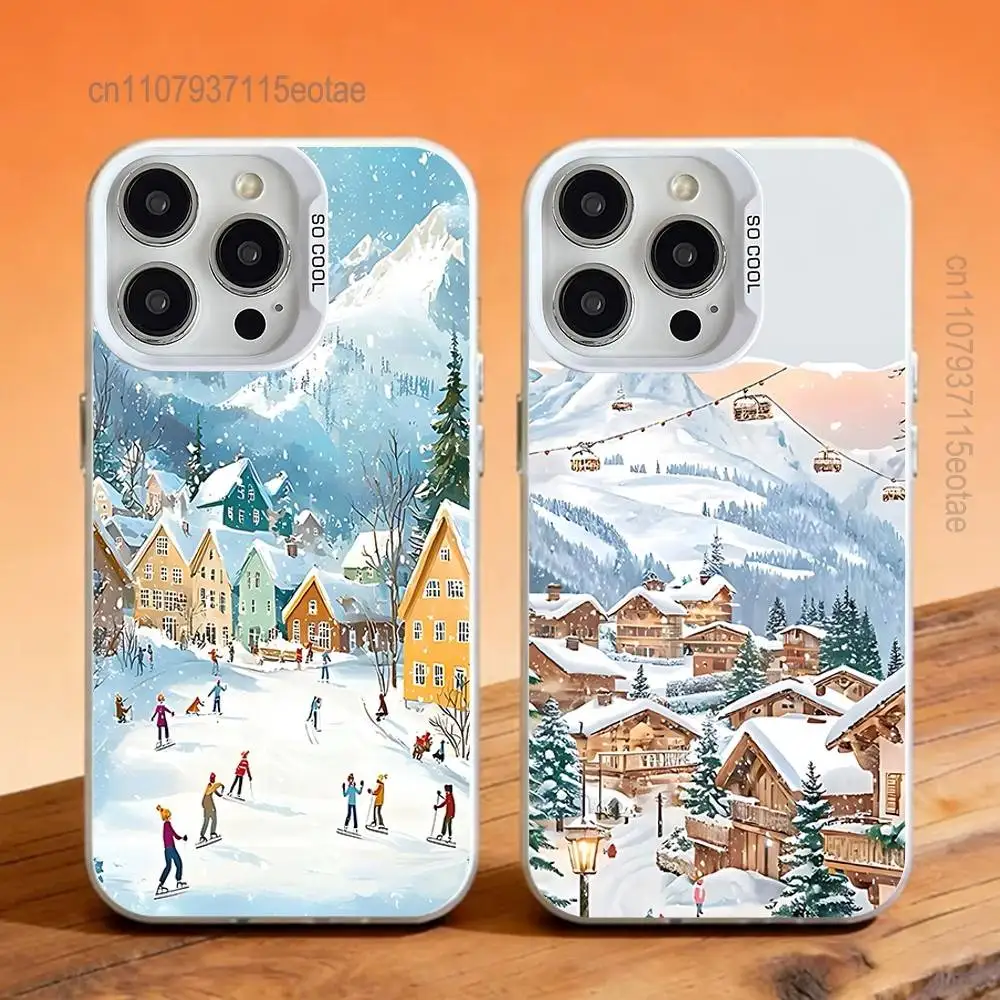 

Rural snow scenery White Phone Case IMD Color Silver Shell For IPhone 17 16 15 14 13 12 11 Pro Max Plus