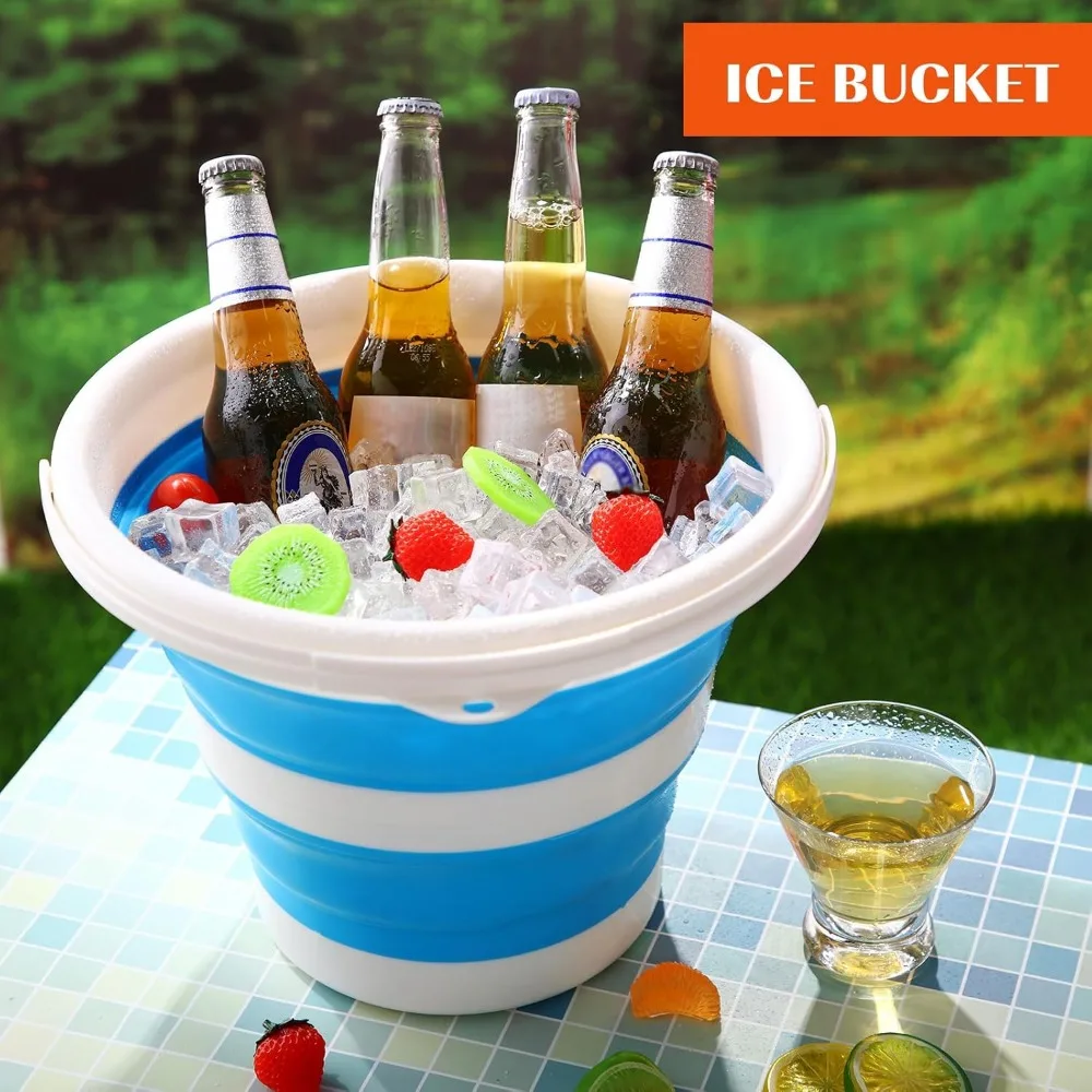 4er-Pack zusammenklappbare Herbst-Camping-Eimer, kleine 2,6 Gallonen-Reinigungseimer mit Griffen für den Haushalt, im Freien und im Auto