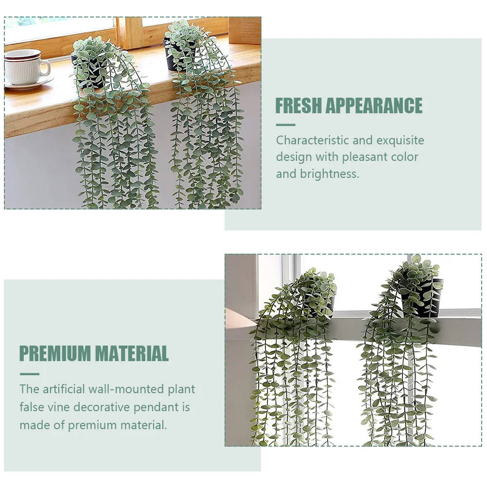 

2pcs Lifelike Hanging Plant Decorations Wall Mounted Vine Realistic Plant Rattans Pendants For Indoor Outdoor Home Garden