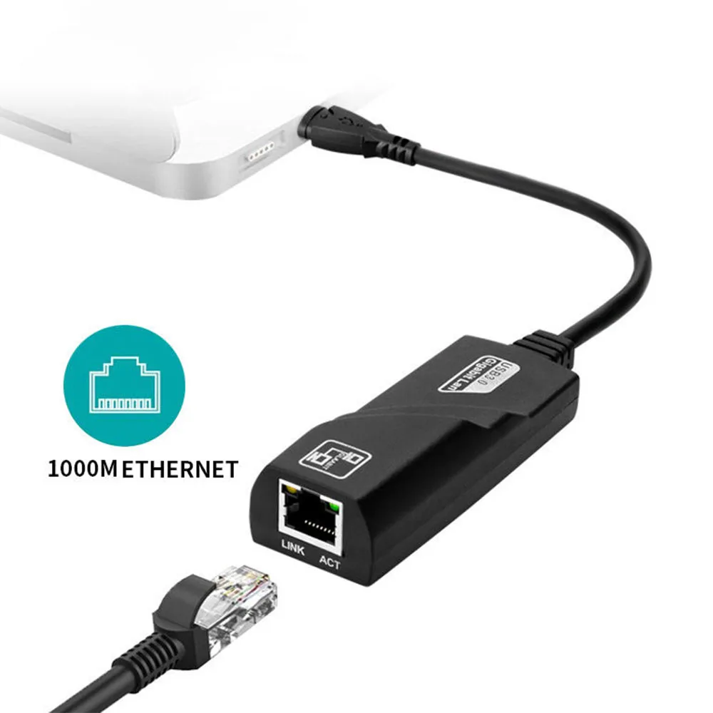 10/100/1000Mbps USB 3.0 to RJ45 Gigabit Ethernet Lan Adapter Wired Network Card for PC Laptop Windows 8 10 Mac OS Macbook TV Box