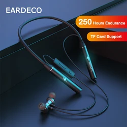 EARDECO 250 Hour Endurance Wireless Headphones with Mic Bluetooth Headphone Bass Stereo Neckband Earphones Sport Headset TF Card