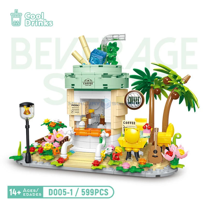 Briques de construction de maquettes de magasin de boissons Cool MOC D005-1, blocs de maison de magasin, idées de vue sur la rue de la ville, Kit cadeau de Collection de jouets DlY pour enfants