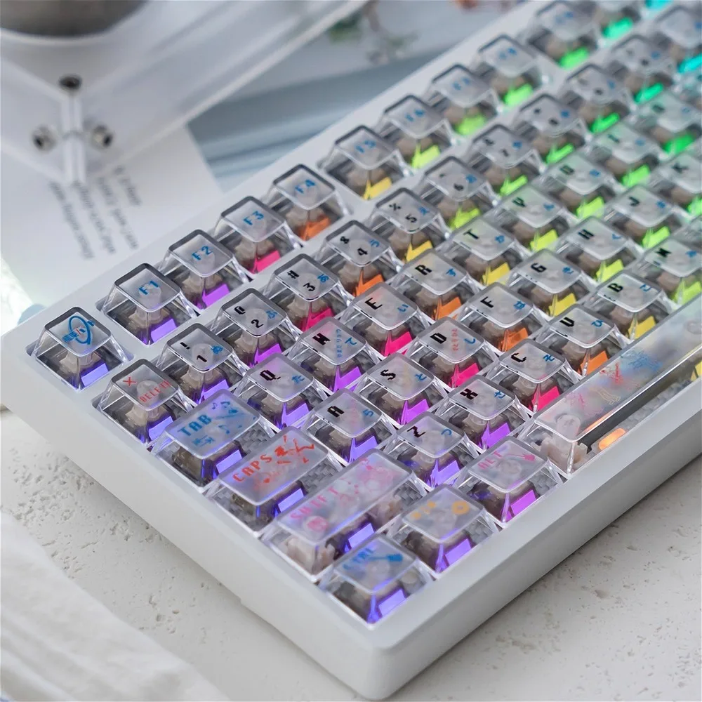 

Bocchi the Rock! Anime Themed Frosted Transparent PC Keycaps - OEM Profile for Mechanical Keyboards