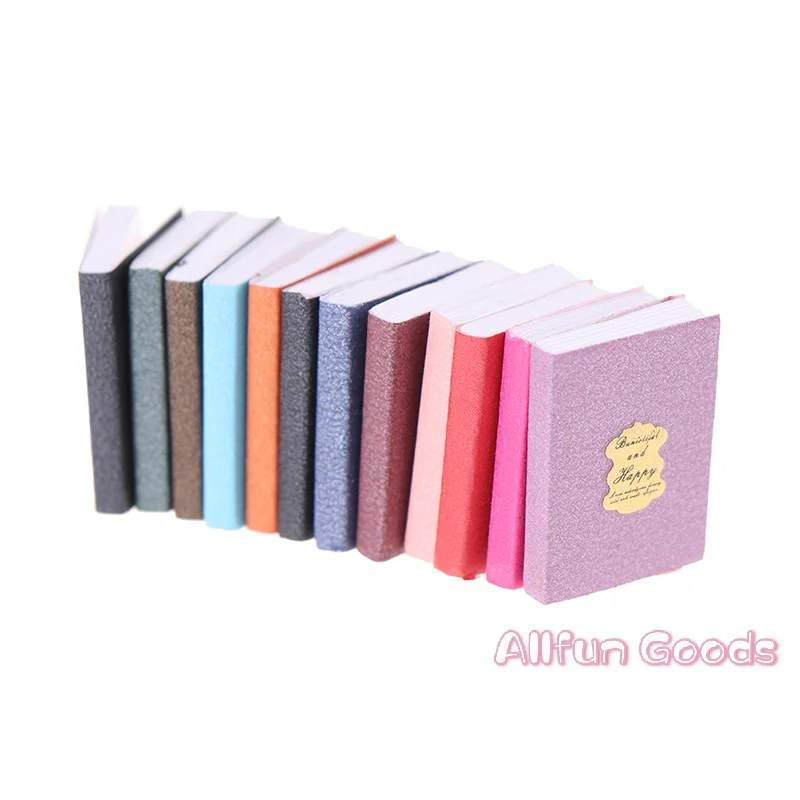 [TG835]12Pcs/set 1:12 Dollhouse Miniature Book Model Notebook Doll House Study Decor