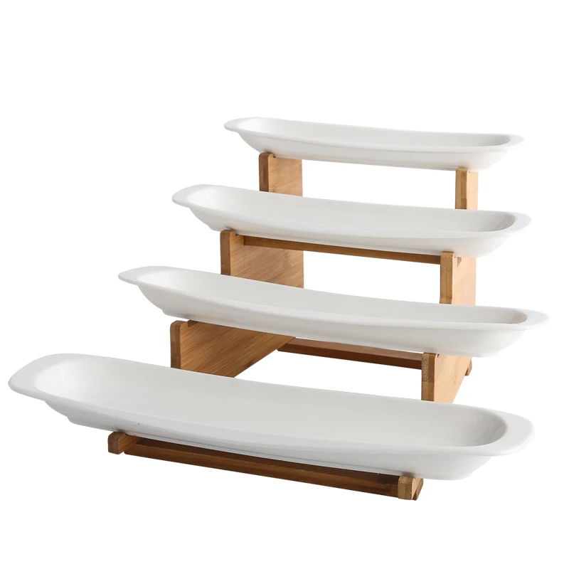 JIALICMJ New Cerc Plate Dert Plate Restaurant Trial Eat Plate Double Layer Multi Layer Dim Sum Plate Dinnerware