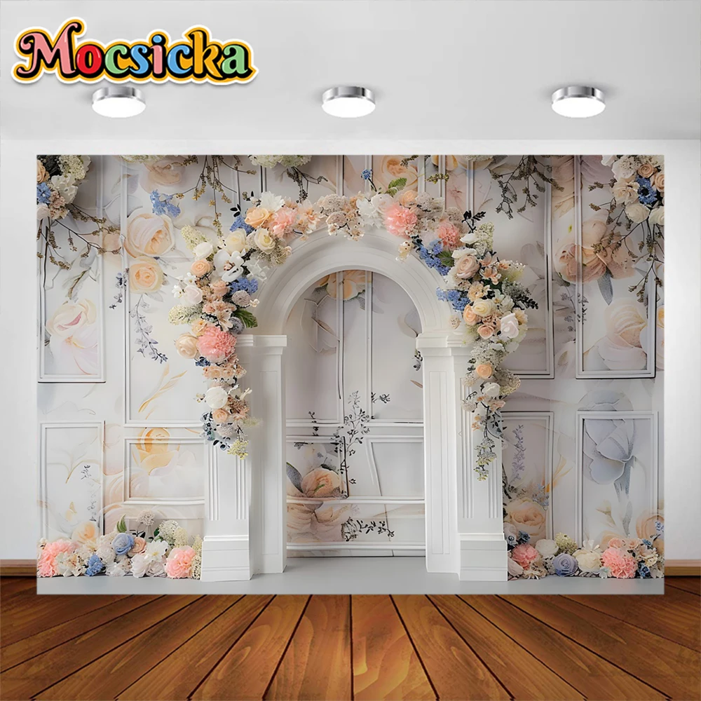 子供のための自由奔放に生きる写真の背景,ヴィンテージのドアの壁,カラフルな花,赤ちゃんの写真の背景,スタジオ写真のアクセサリー