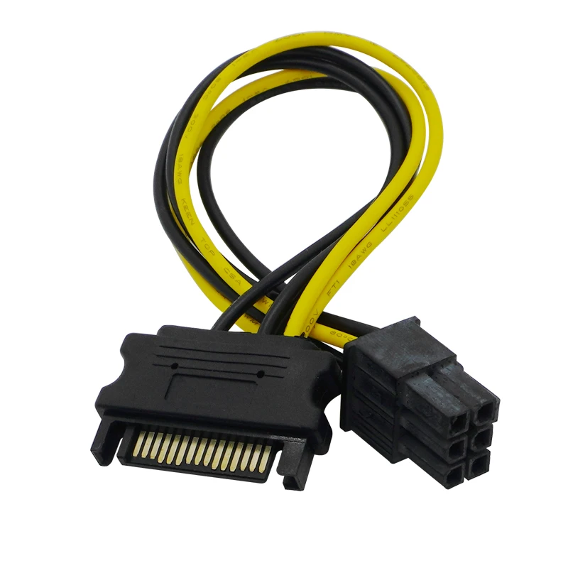 

15pin SATA Power To 6pin PCIe PCI-e PCI Express Adapter Cable For Video Card 15-pin SATA Power Female, 6-pin PCIe Power Male 1pc