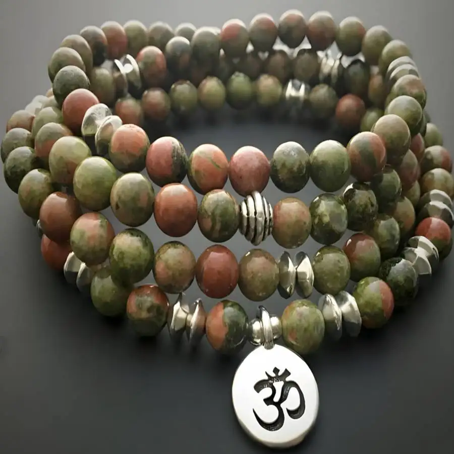 

Браслет-мала из натурального изумруда 6 мм, 108 бусин, с подвеской, для молитв, чакр, тибетский, мужской, из натурального камня, буддийский чаплет