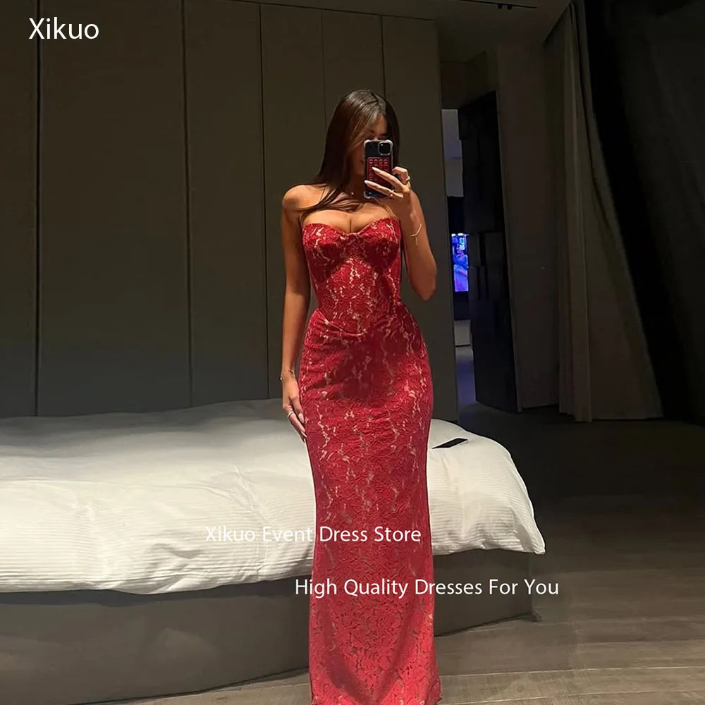 Xikuo Sweetheart ลูกไม้ชุดราตรีโรแมนติก Mermaid Graduation Gowns อย่างเป็นทางการ Appliques แขนกุดชุดชื่อเสียงที่กําหนดเอง